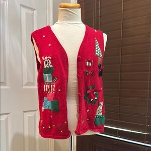 Westbound Red Holiday Sweater Vest Size M